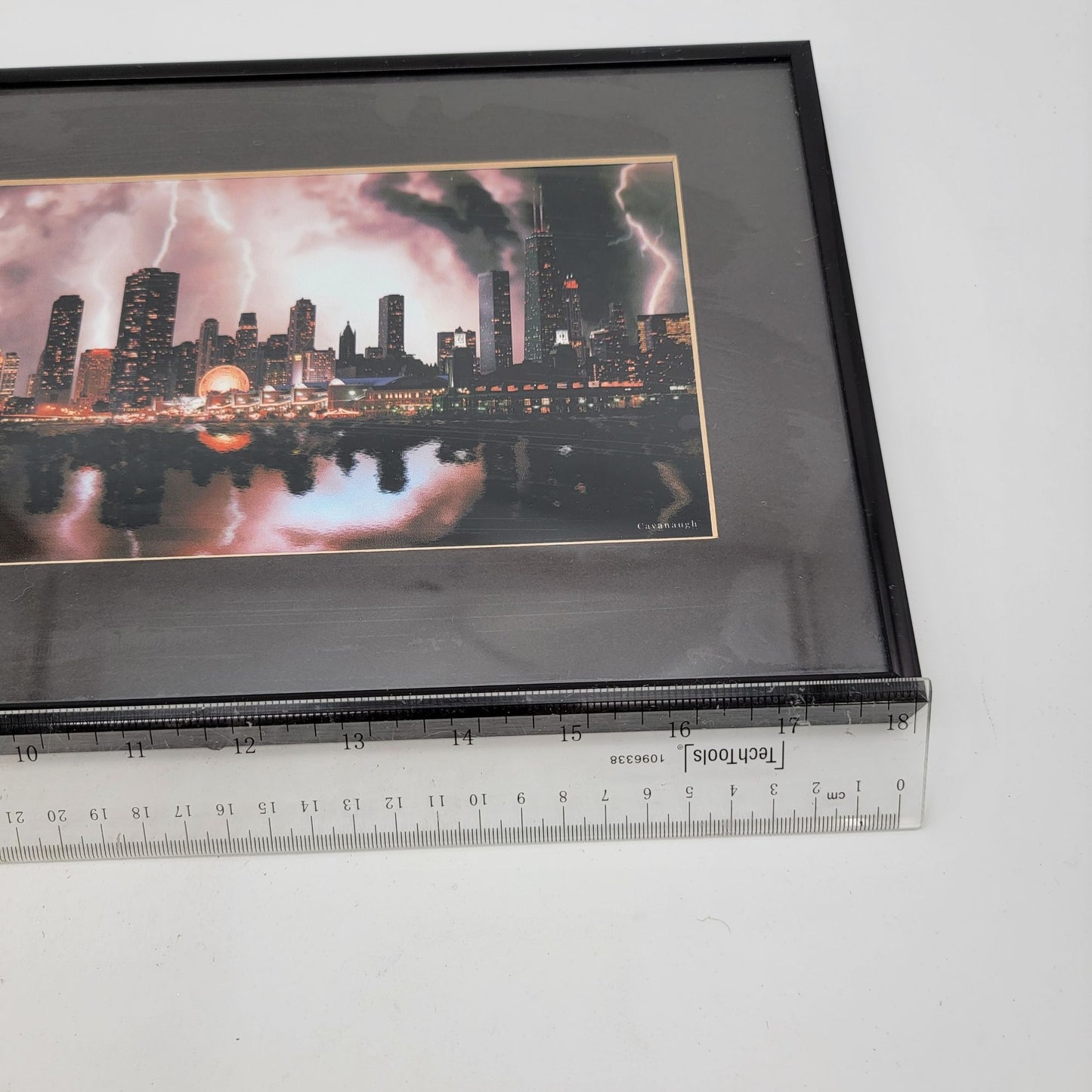 Chicago Skyline Lightning Storm Framed Aerial Photograph By Air One Aerial Photography