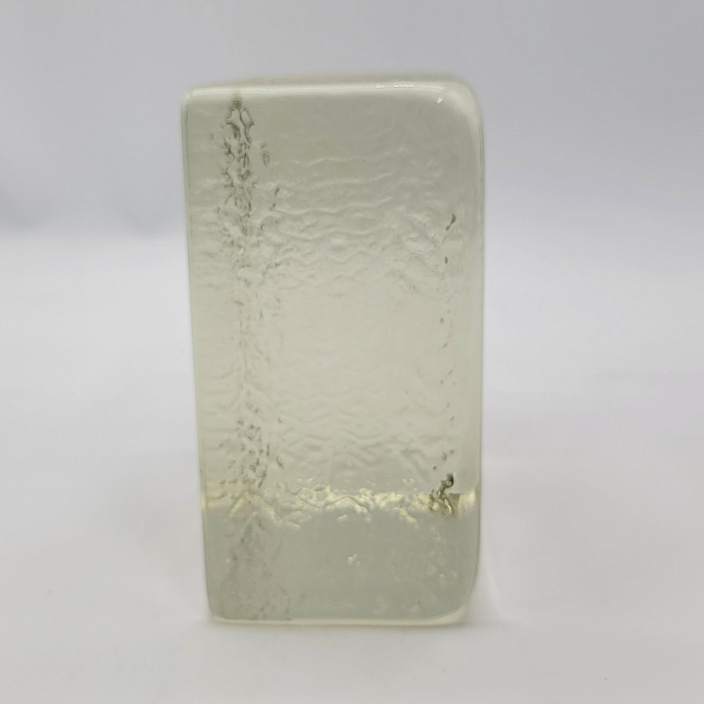 Vintage Blenko Glass Block Bookend With Engraved Deer Design