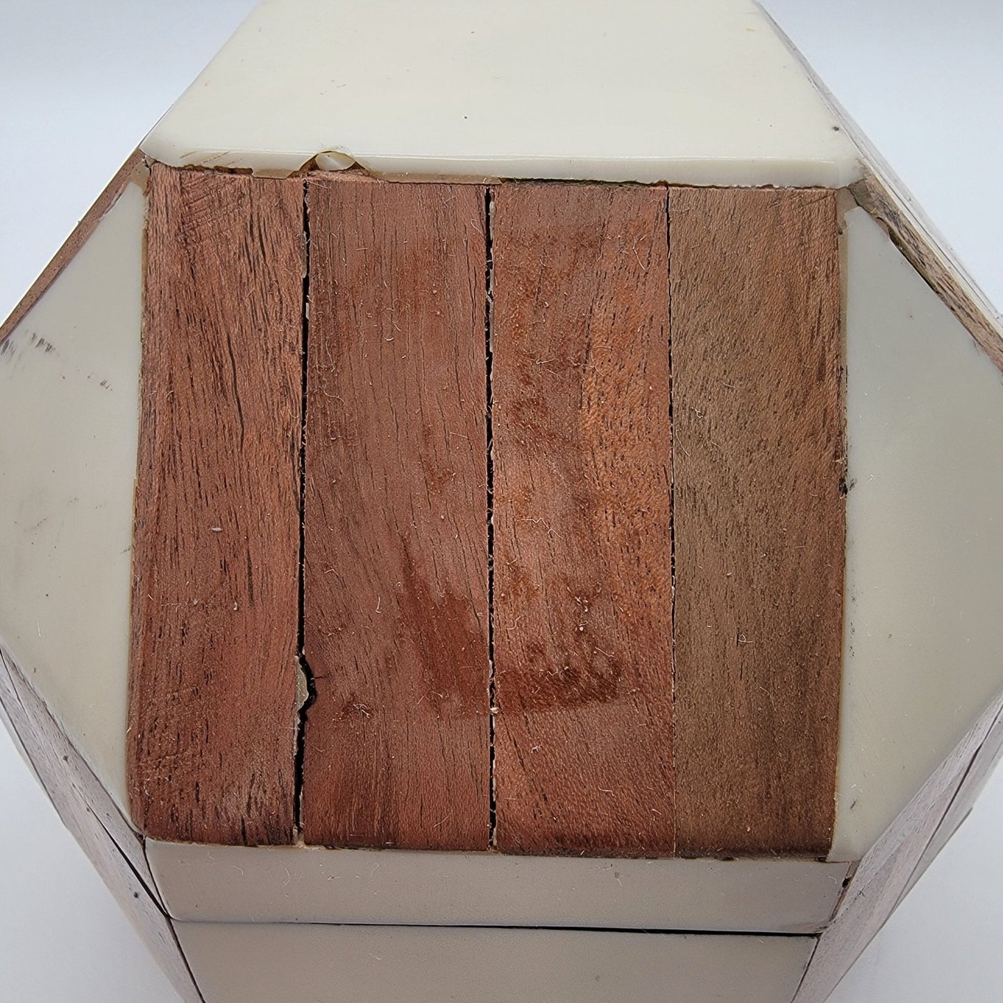 Lacquered Wood Mosaic Hexagon Box