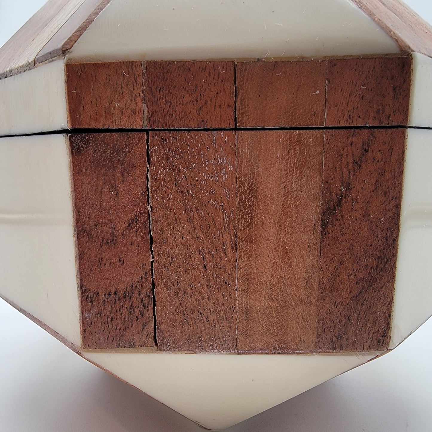 Lacquered Wood Mosaic Hexagon Box
