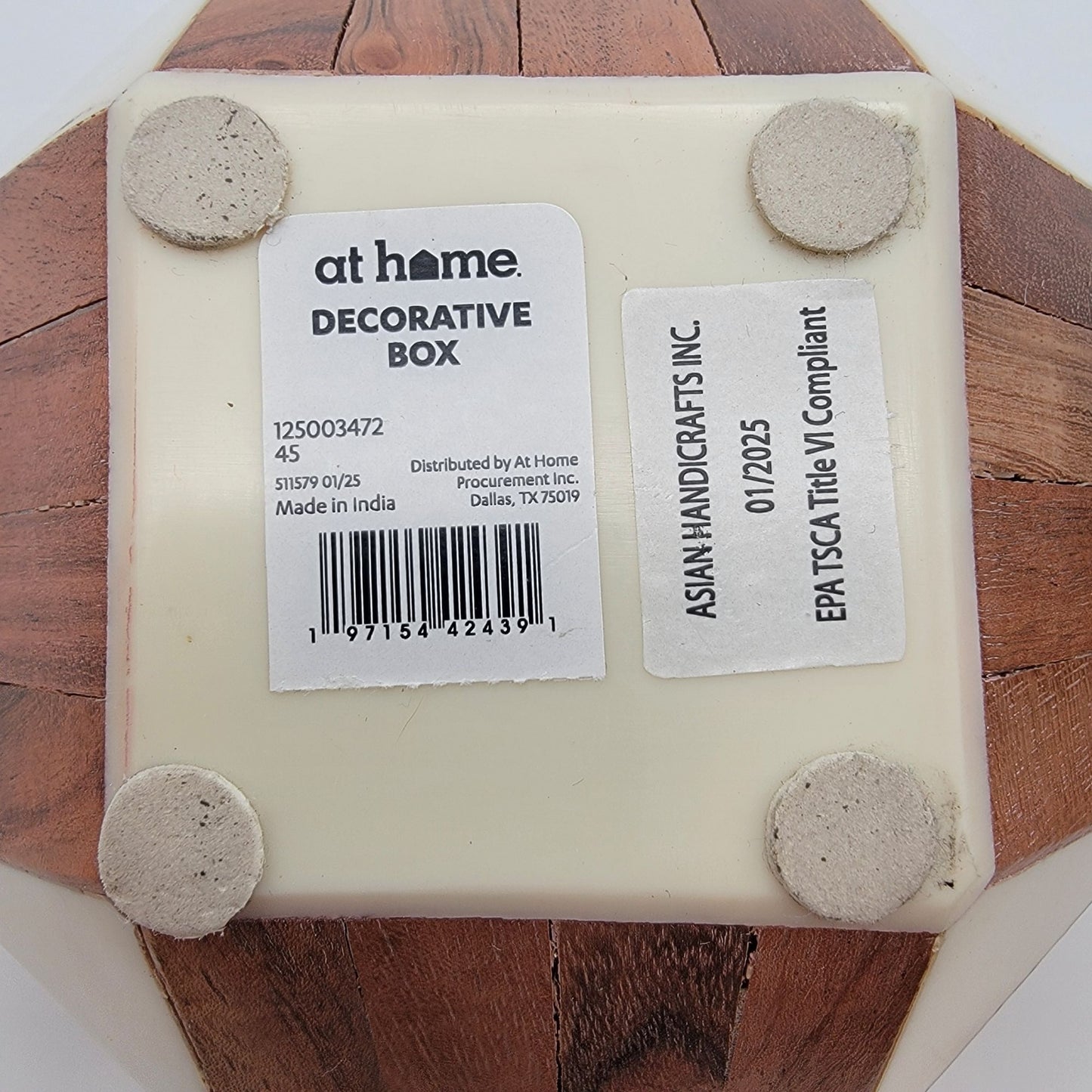 Lacquered Wood Mosaic Hexagon Box
