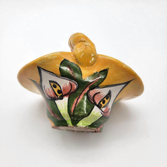 Liceagui Mexican Talavera Pottery Basket Calla Lilies