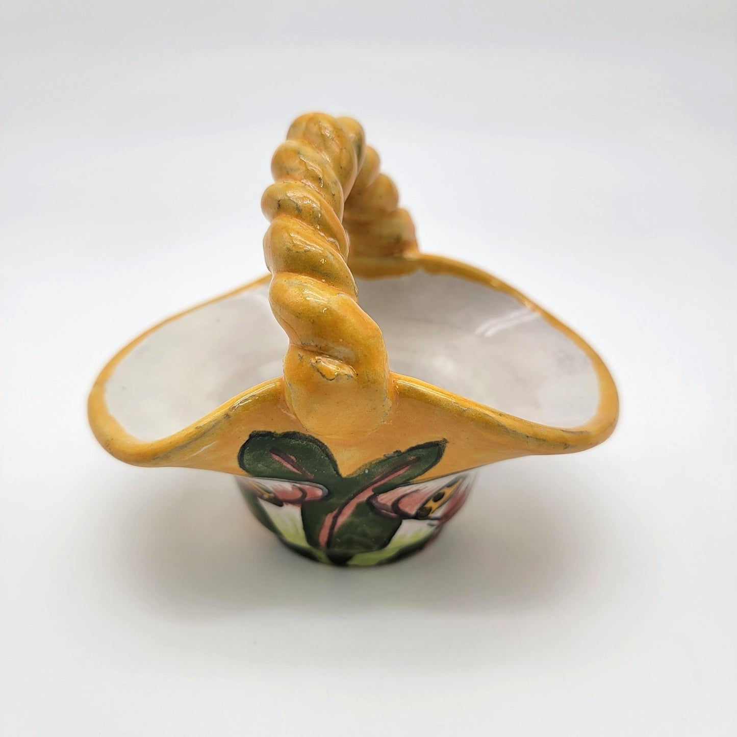 Liceagui Mexican Talavera Pottery Basket Calla Lilies