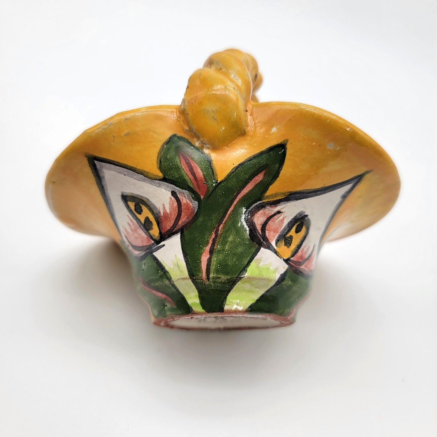 Liceagui Mexican Talavera Pottery Basket Calla Lilies