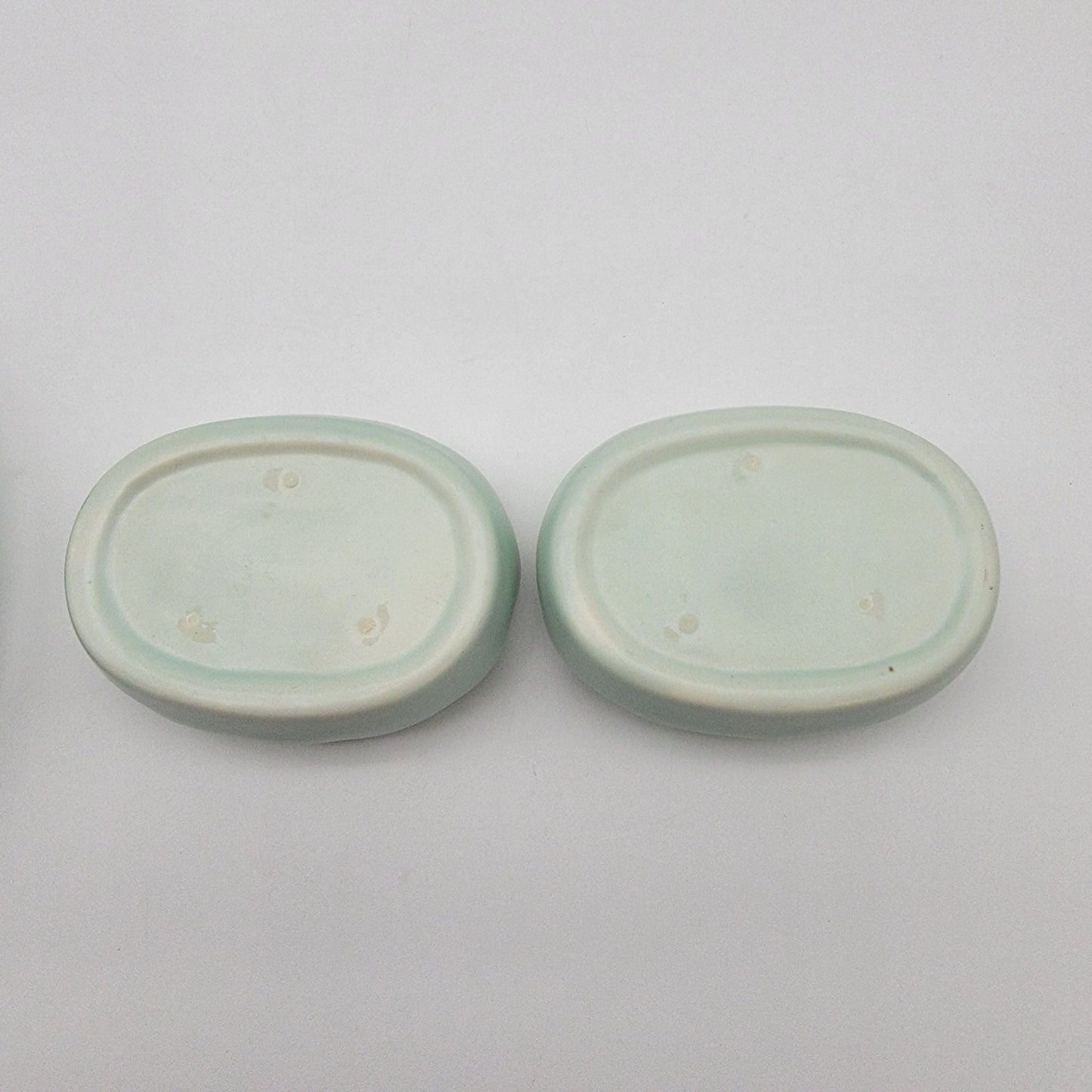 Vintage Roselane Pottery 3-Piece Console Set - Bowl/Vase & Candle Holders Mint Green & Cream