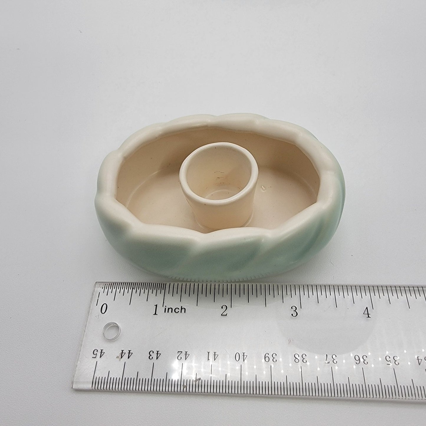 Vintage Roselane Pottery 3-Piece Console Set - Bowl/Vase & Candle Holders Mint Green & Cream