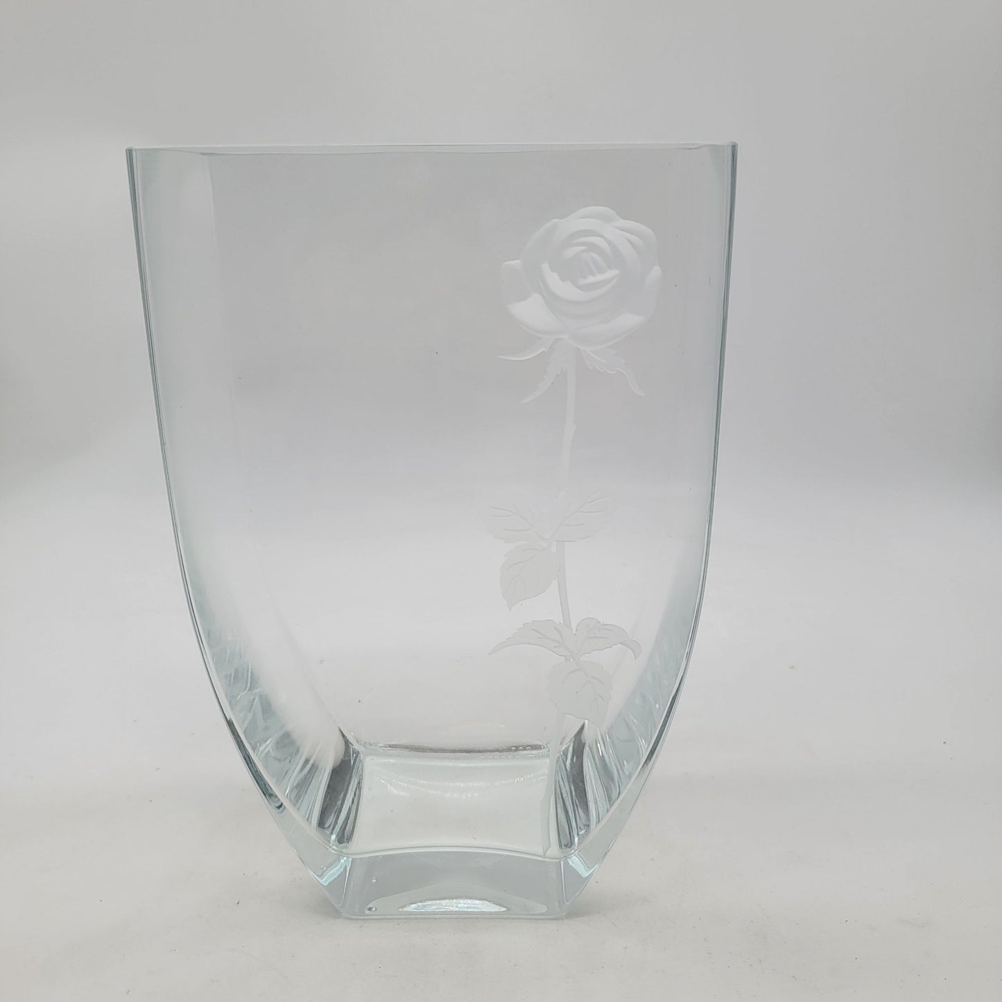 Mikasa "Endless Love" Glass Vase With Etched Rose Design
