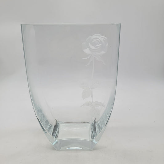 Mikasa "Endless Love" Glass Vase With Etched Rose Design