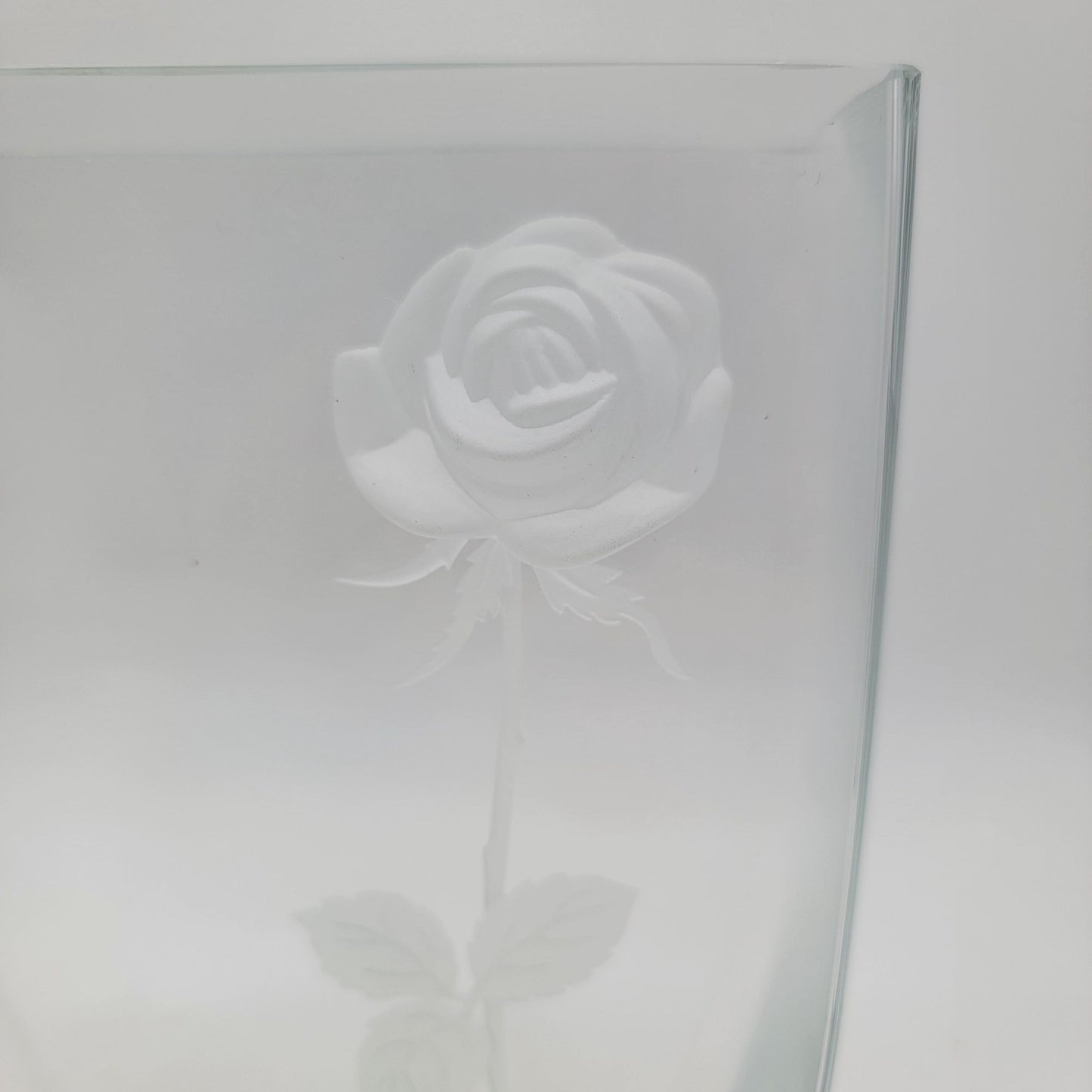 Mikasa "Endless Love" Glass Vase With Etched Rose Design