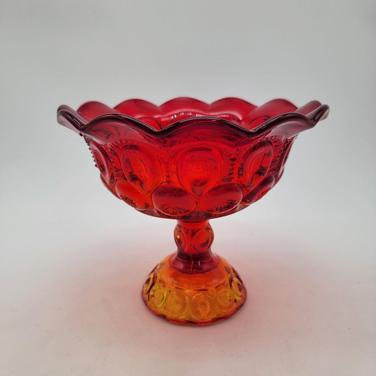 Vintage LE Smith Amberina Glass Moon & Stars Compote