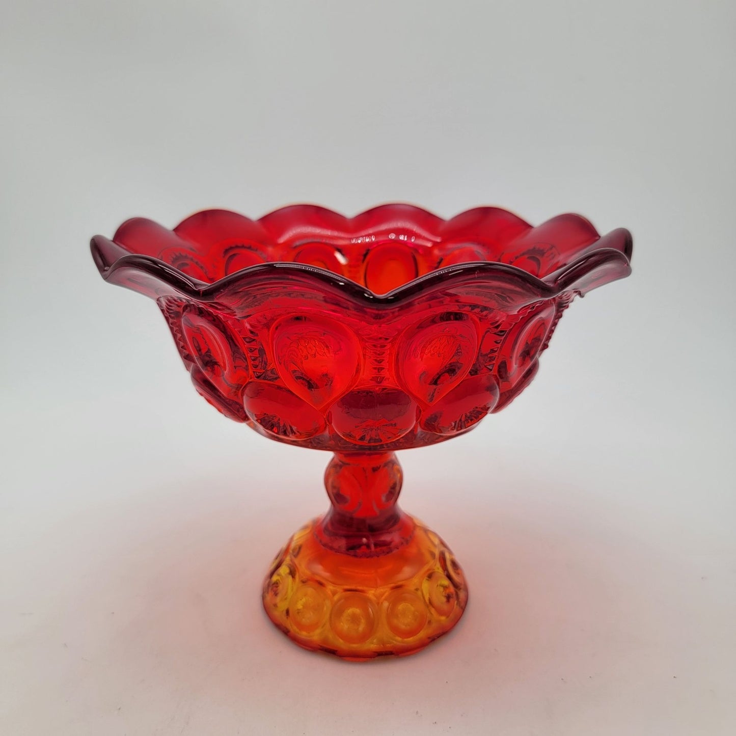 Vintage LE Smith Amberina Glass Moon & Stars Compote