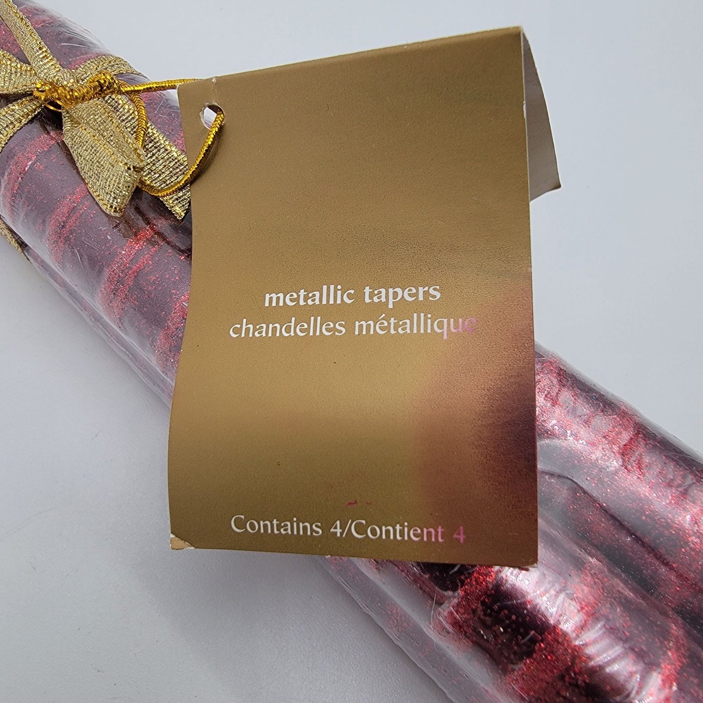 Set Of 4 Pier 1 Imports Metallic Glittered Taper Candles 10" Tall