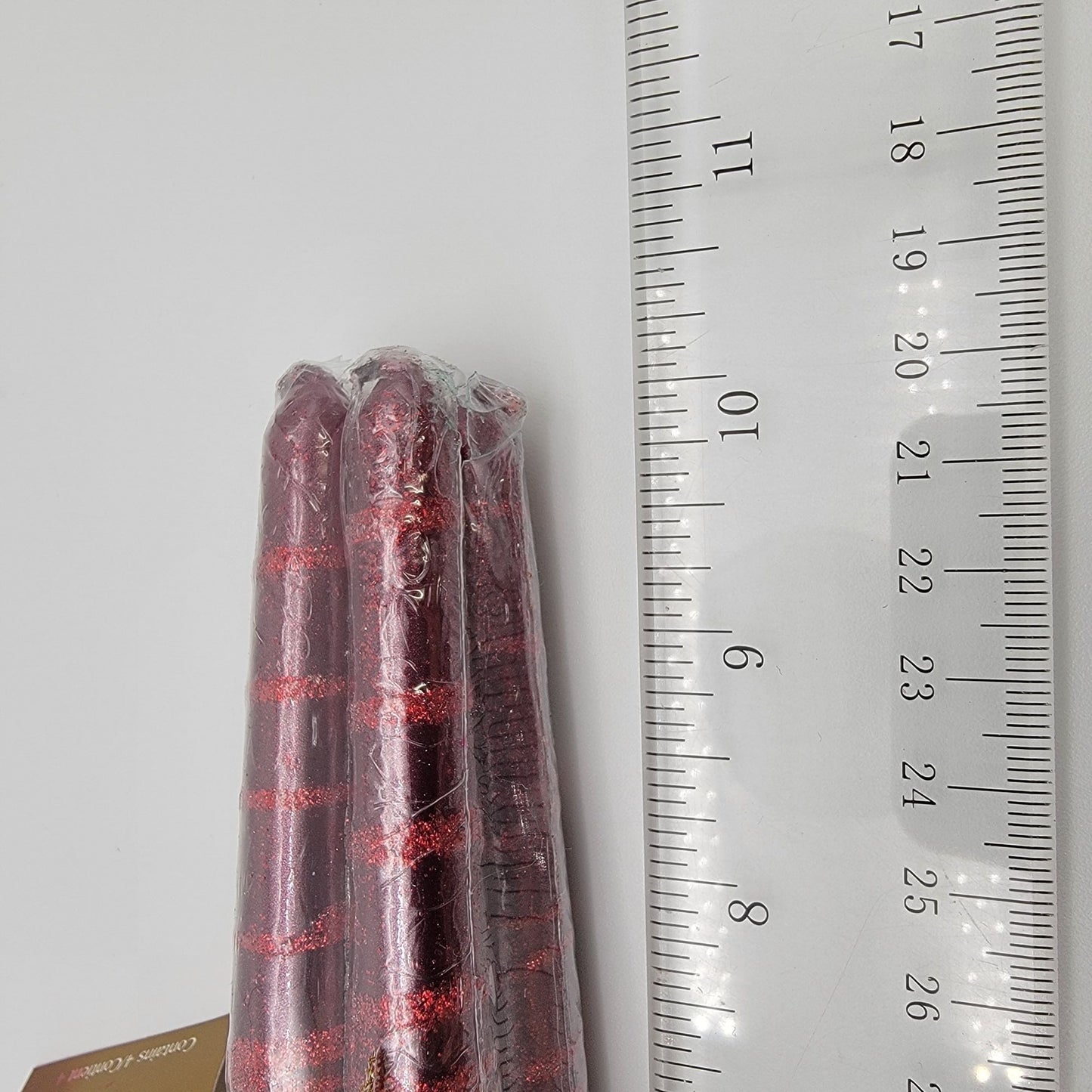 Set Of 4 Pier 1 Imports Metallic Glittered Taper Candles 10" Tall