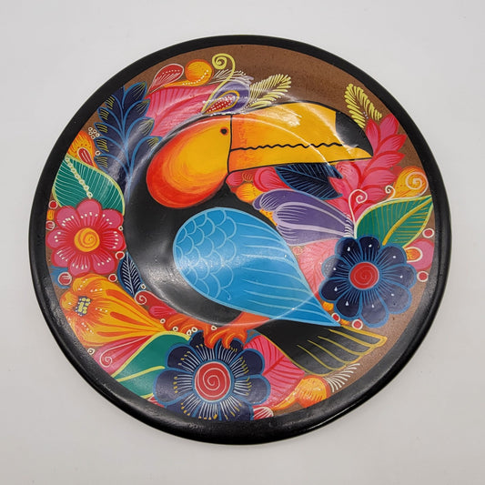 Colorful Mexican Pottery Hand-Painted Toucan Wall Plate