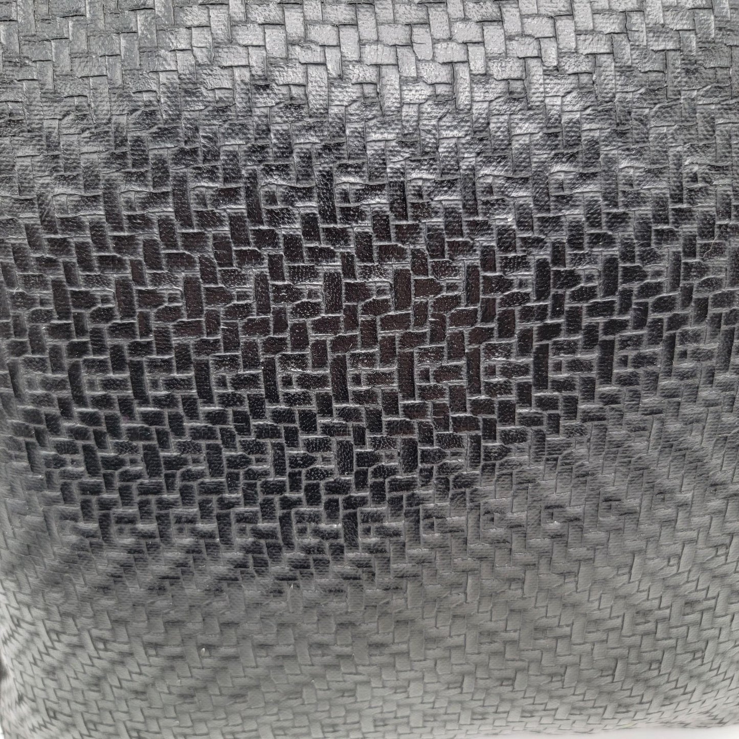 Set Of 3 Black Faux Leather Woven Decorative Throw Pillows