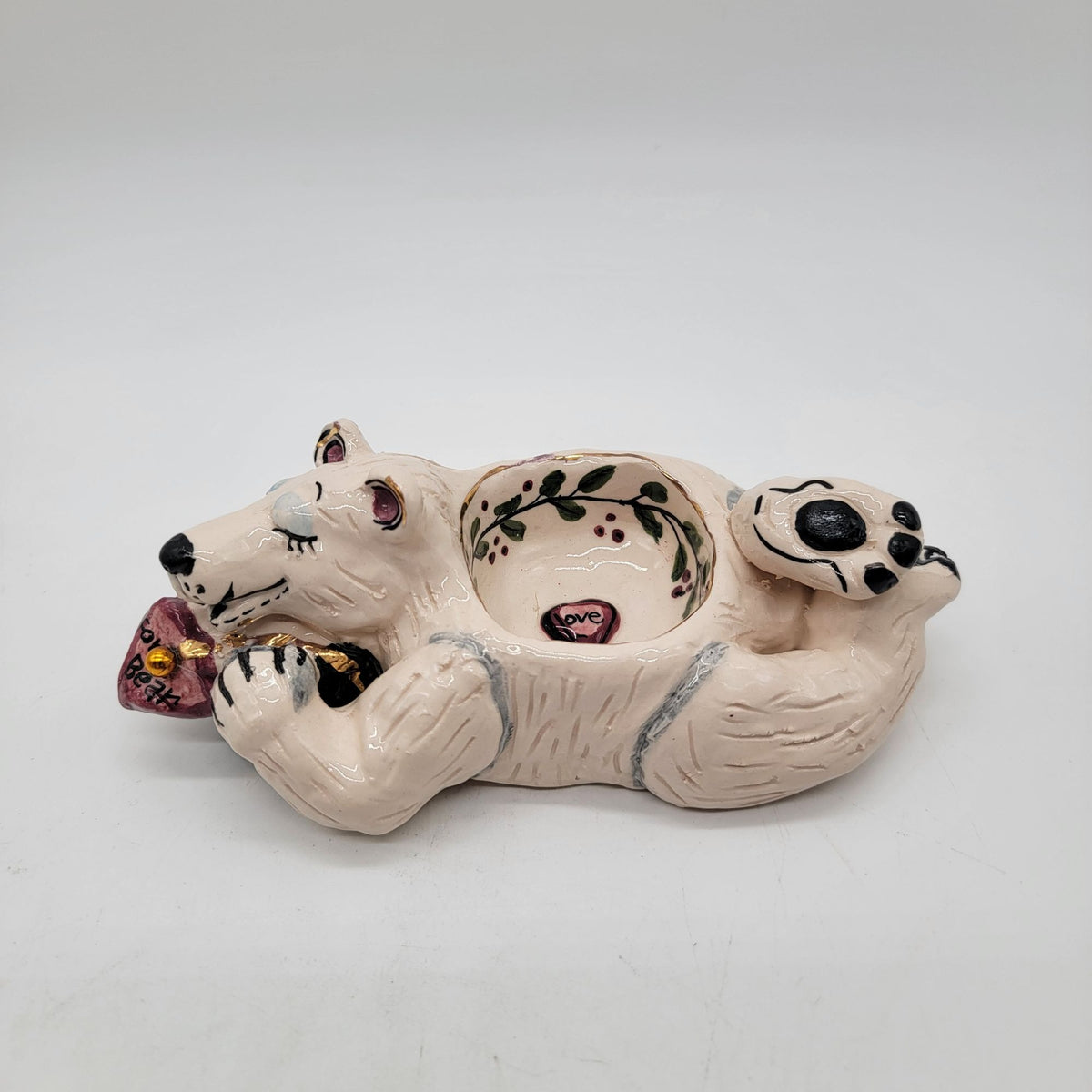 Heather Goldminc Blue Sky Clayworks Polar Bear Tea Light Candle Holder