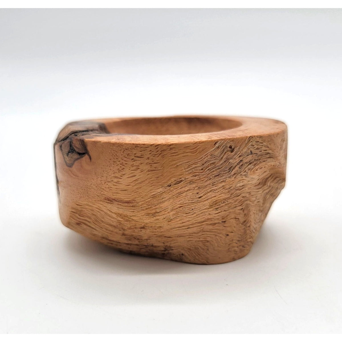 1993 Live Edge Oak Burl Wood Carved Small Bowl