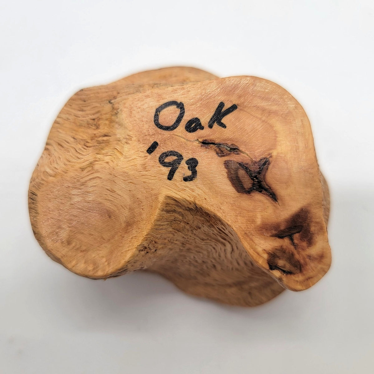 1993 Live Edge Oak Burl Wood Carved Small Bowl