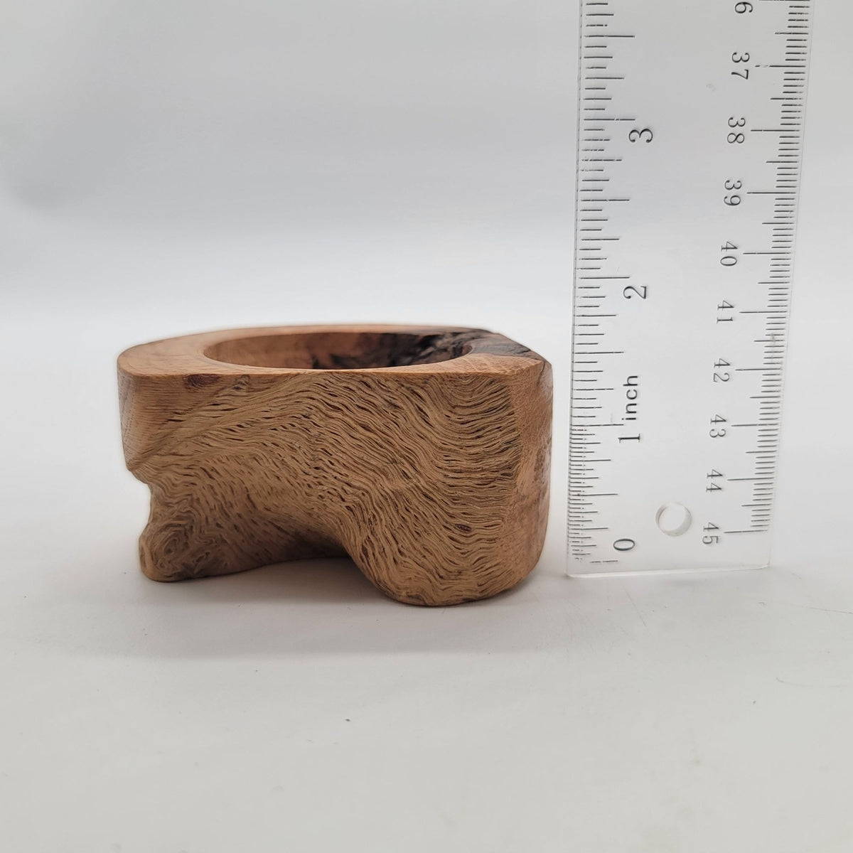 1993 Live Edge Oak Burl Wood Carved Small Bowl