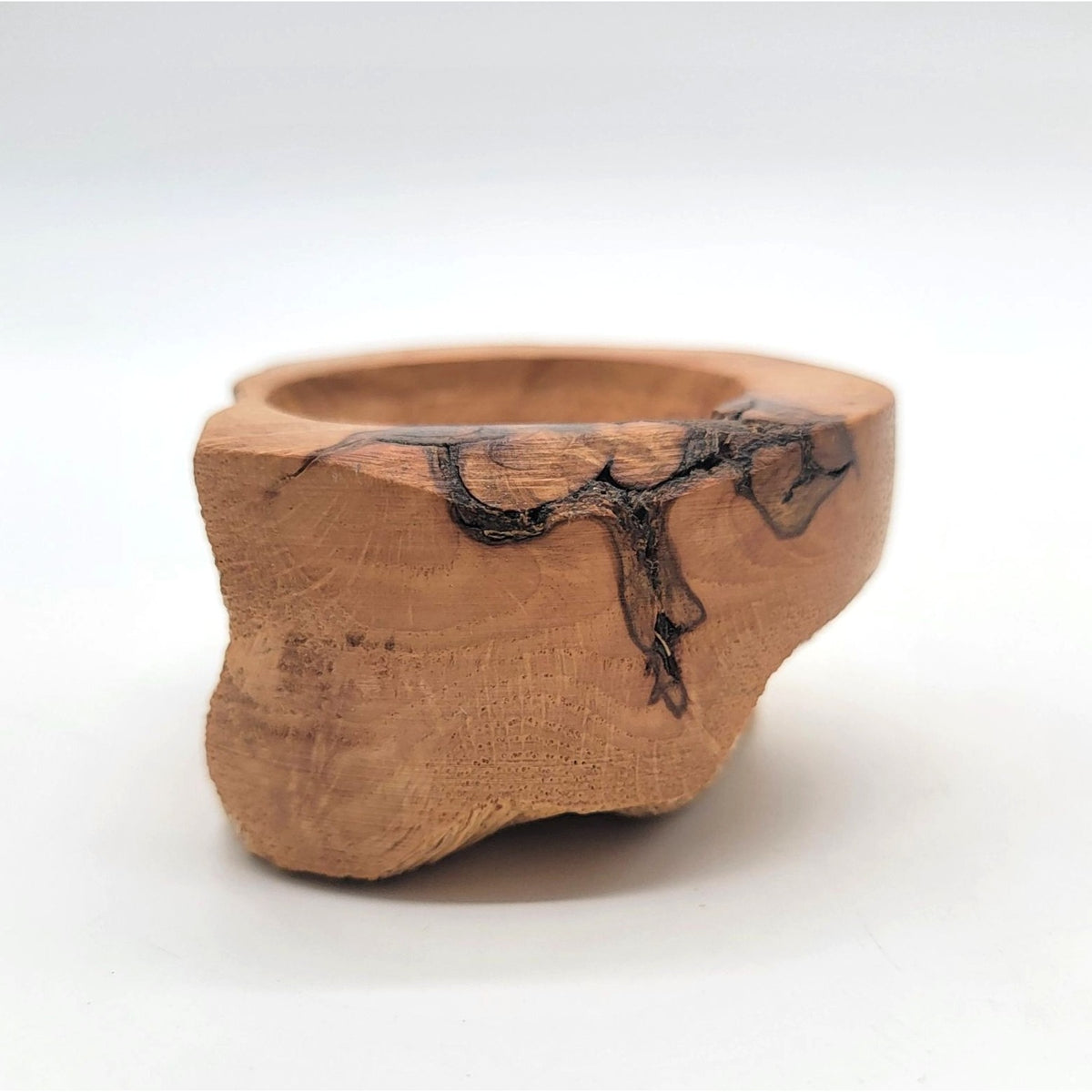 1993 Live Edge Oak Burl Wood Carved Small Bowl