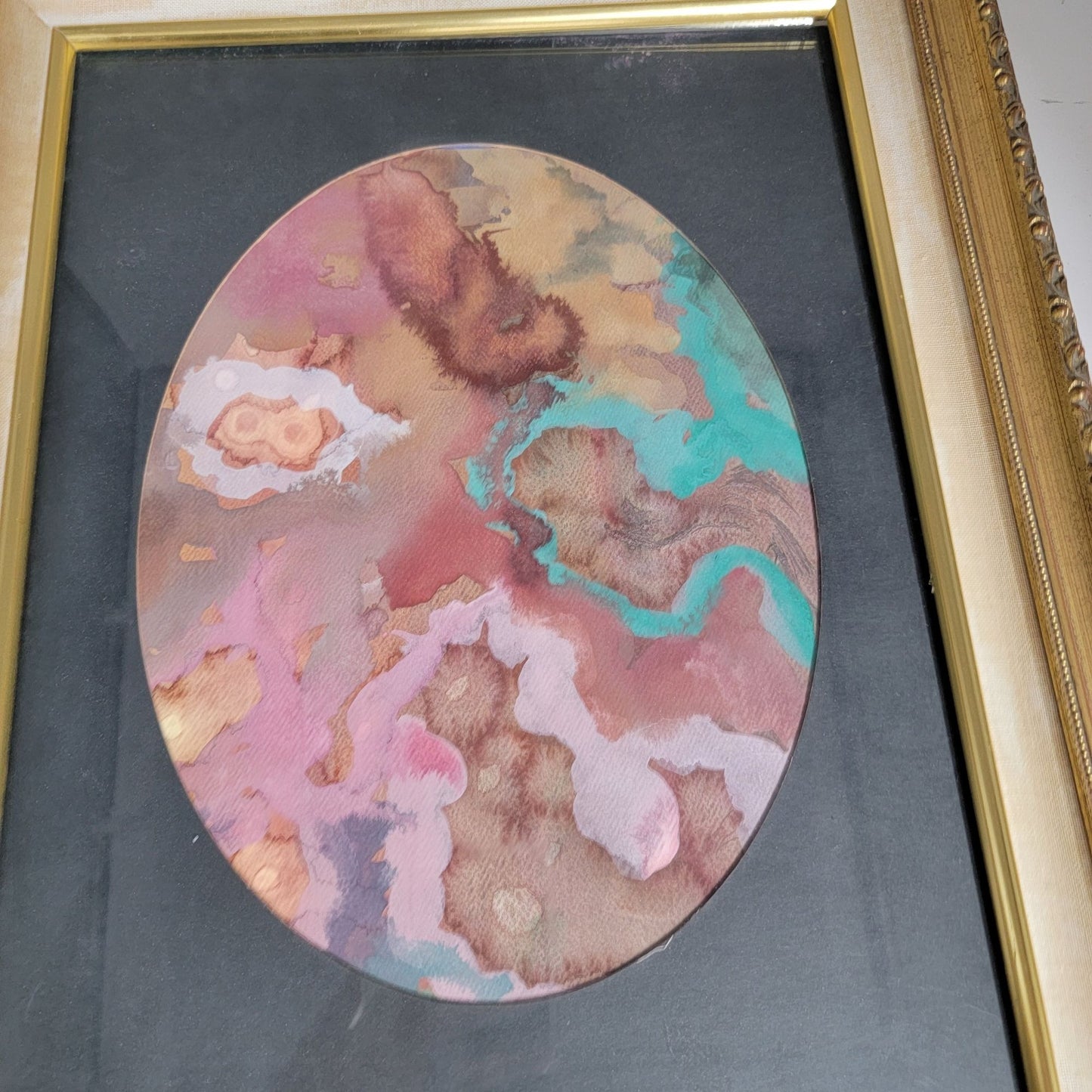 Abstract Original Painting By June Lowe Gold Ornate Frame
