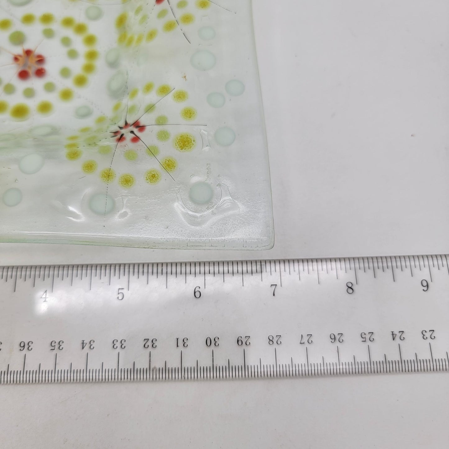 Square Fused Glass Dish With Flower Motif