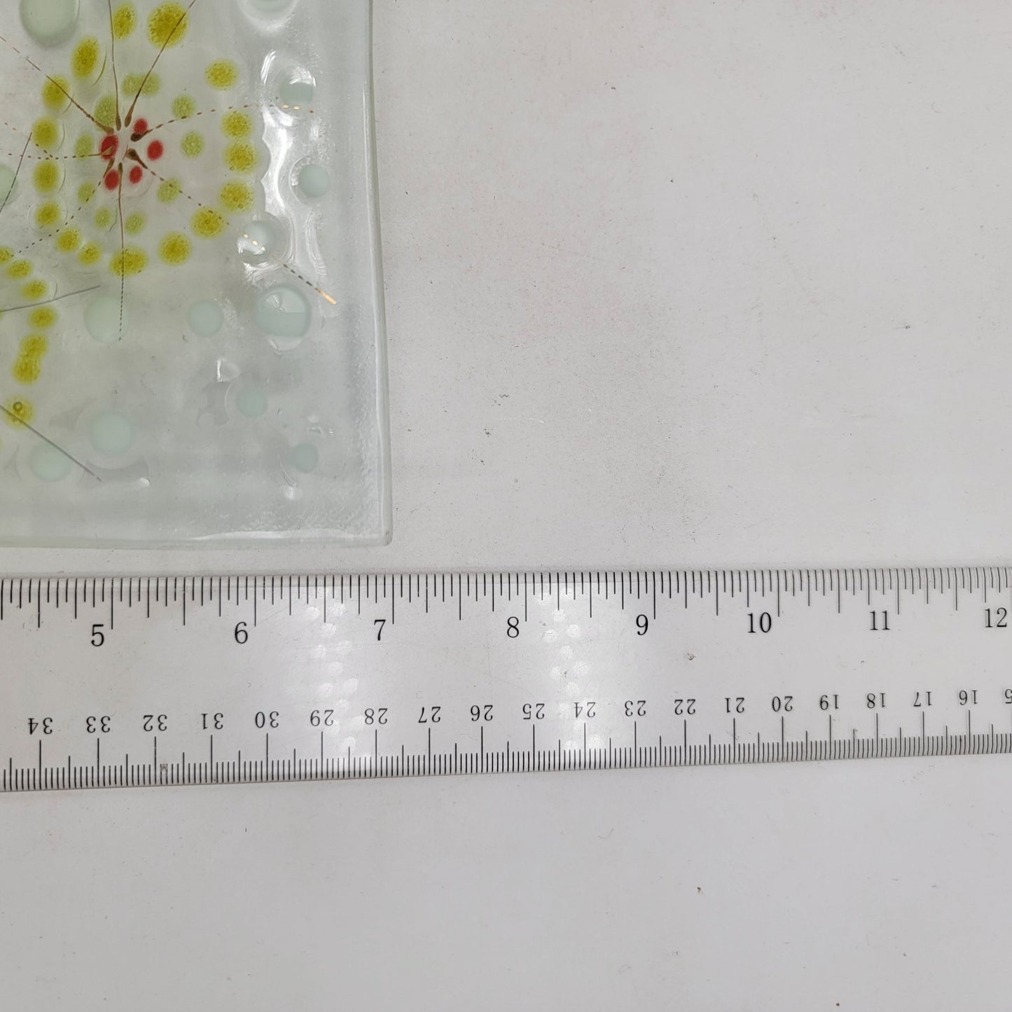 Square Fused Glass Dish With Flower Motif