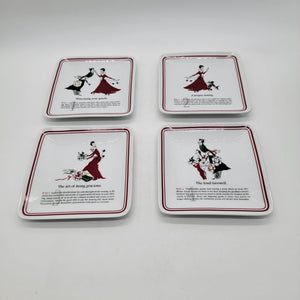 Williams Sonoma Party Etiquette Porcelain Dessert Plates Set Of 4