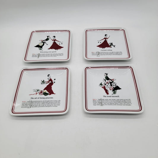 Williams Sonoma Party Etiquette Porcelain Dessert Plates Set Of 4