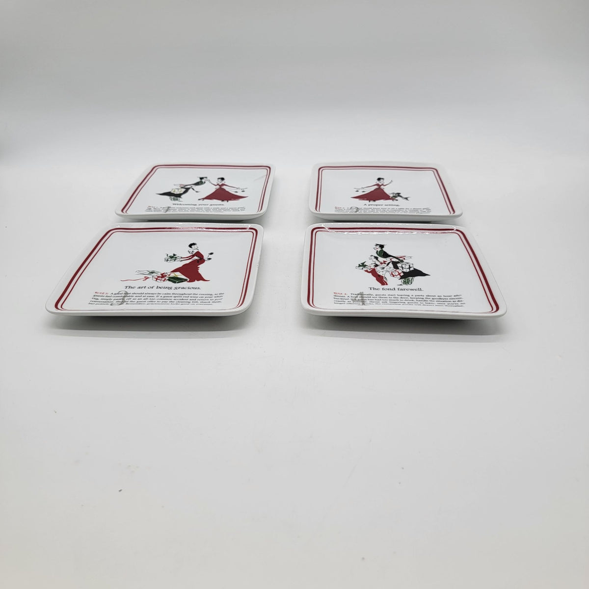 Williams Sonoma Party Etiquette Porcelain Dessert Plates Set Of 4