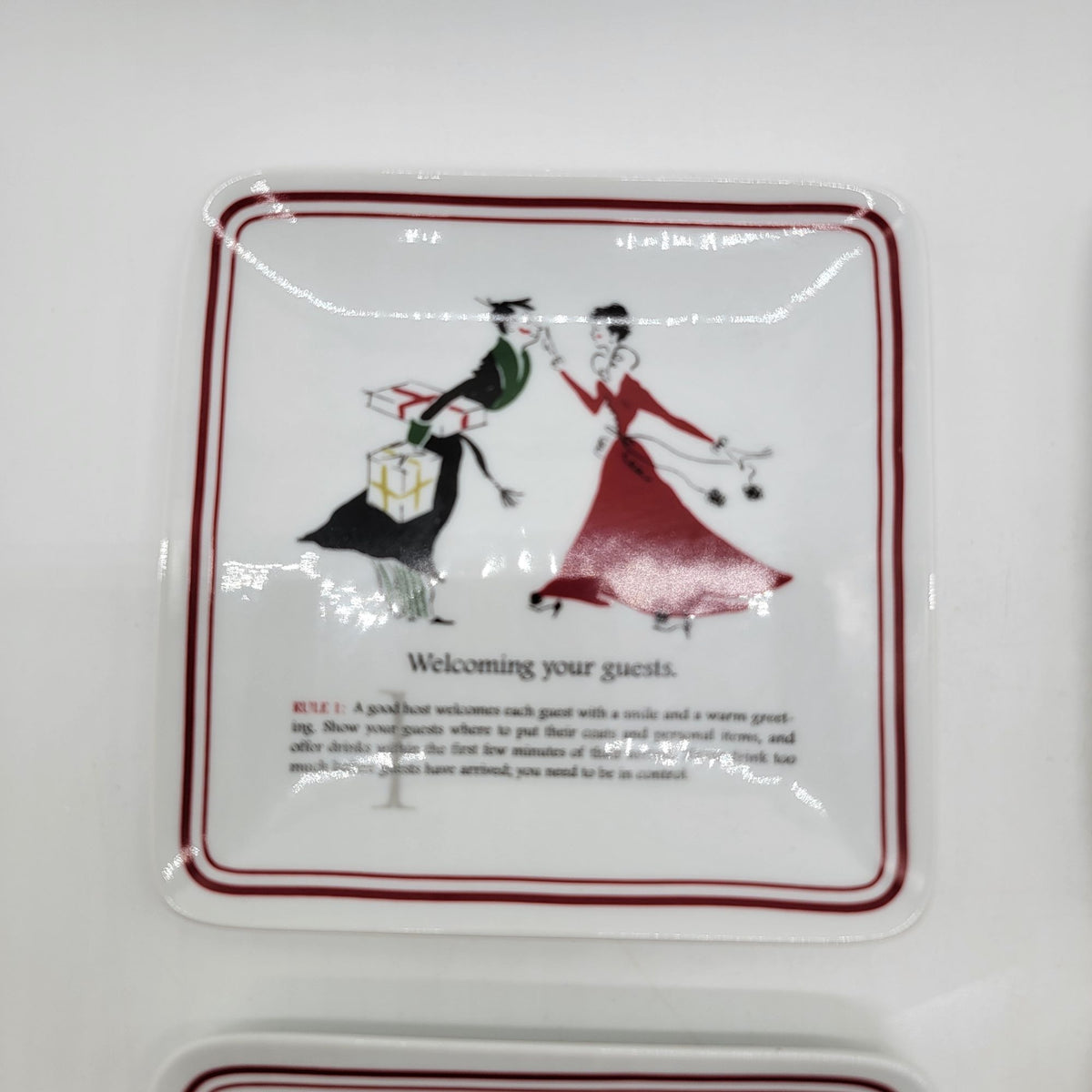 Williams Sonoma Party Etiquette Porcelain Dessert Plates Set Of 4