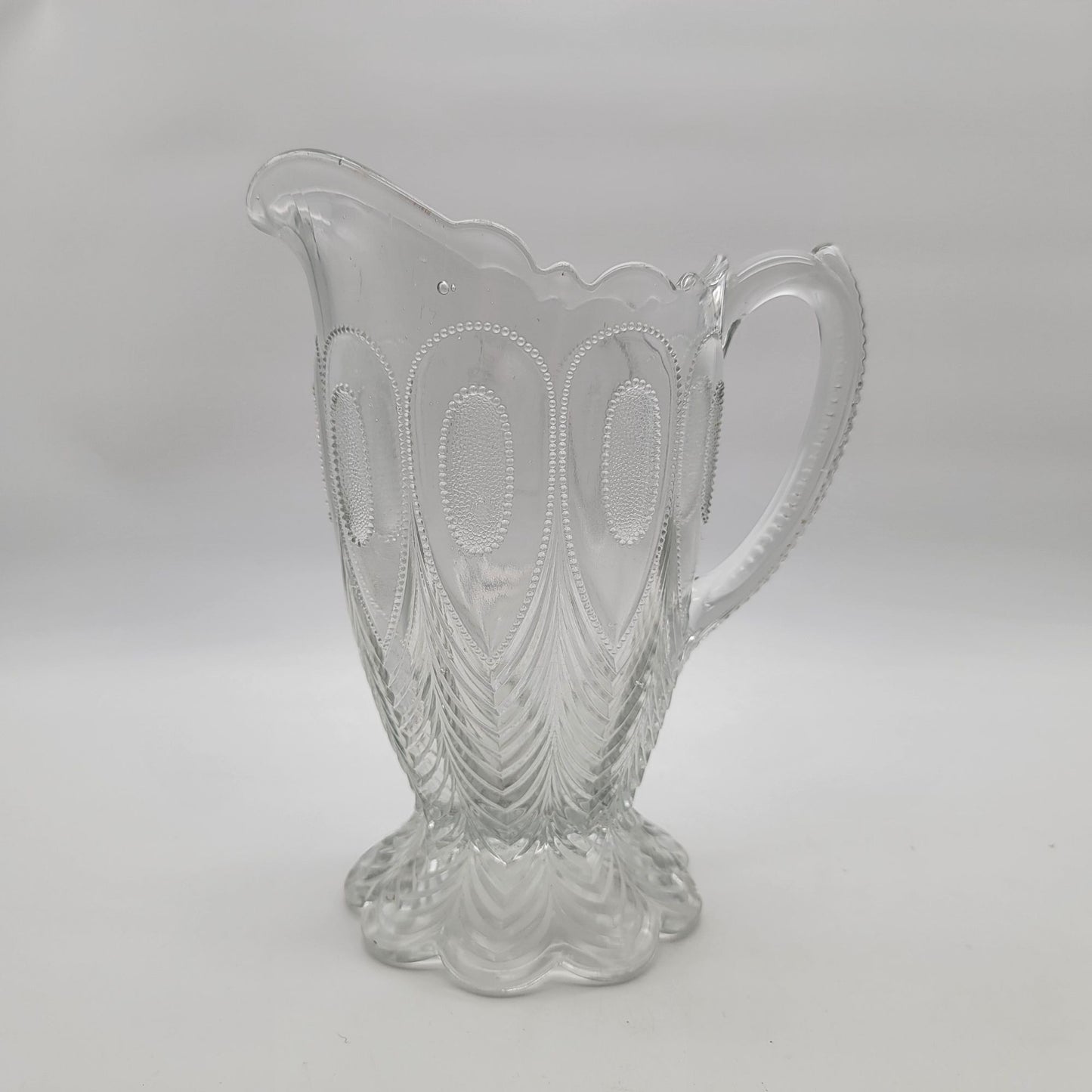 EAPG Georgia Peacock Feather 1/2 Gallon Glass Pitcher By US Glass -Richards & Hartley Glass
