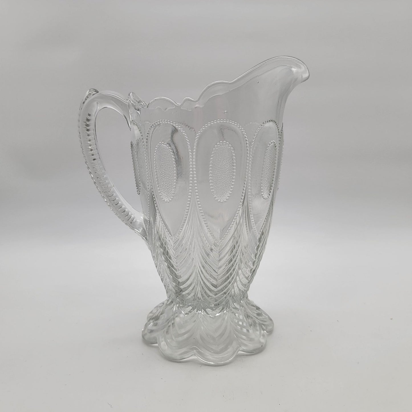 EAPG Georgia Peacock Feather 1/2 Gallon Glass Pitcher By US Glass -Richards & Hartley Glass