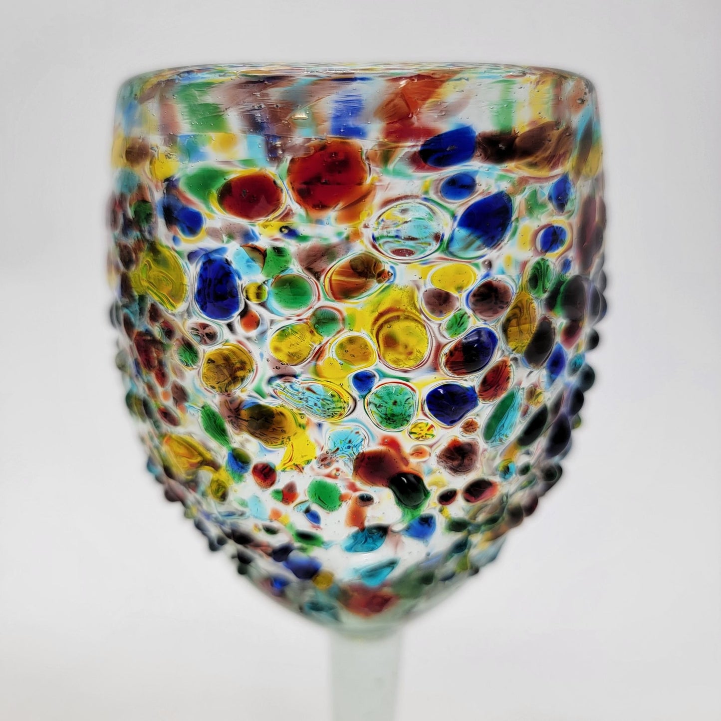 Hand Blown Mexican Confetti Art Glass Wine Glasses Set Of 2