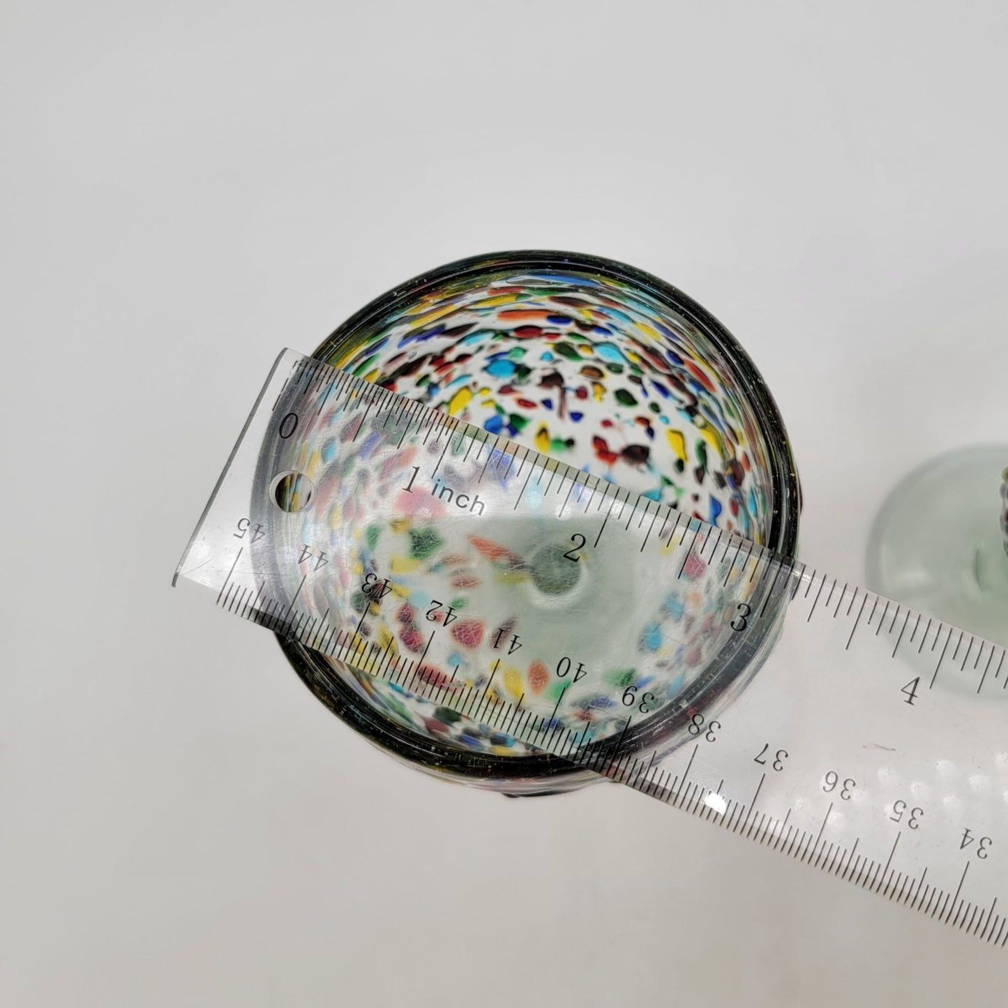 Hand Blown Mexican Confetti Art Glass Wine Glasses Set Of 2
