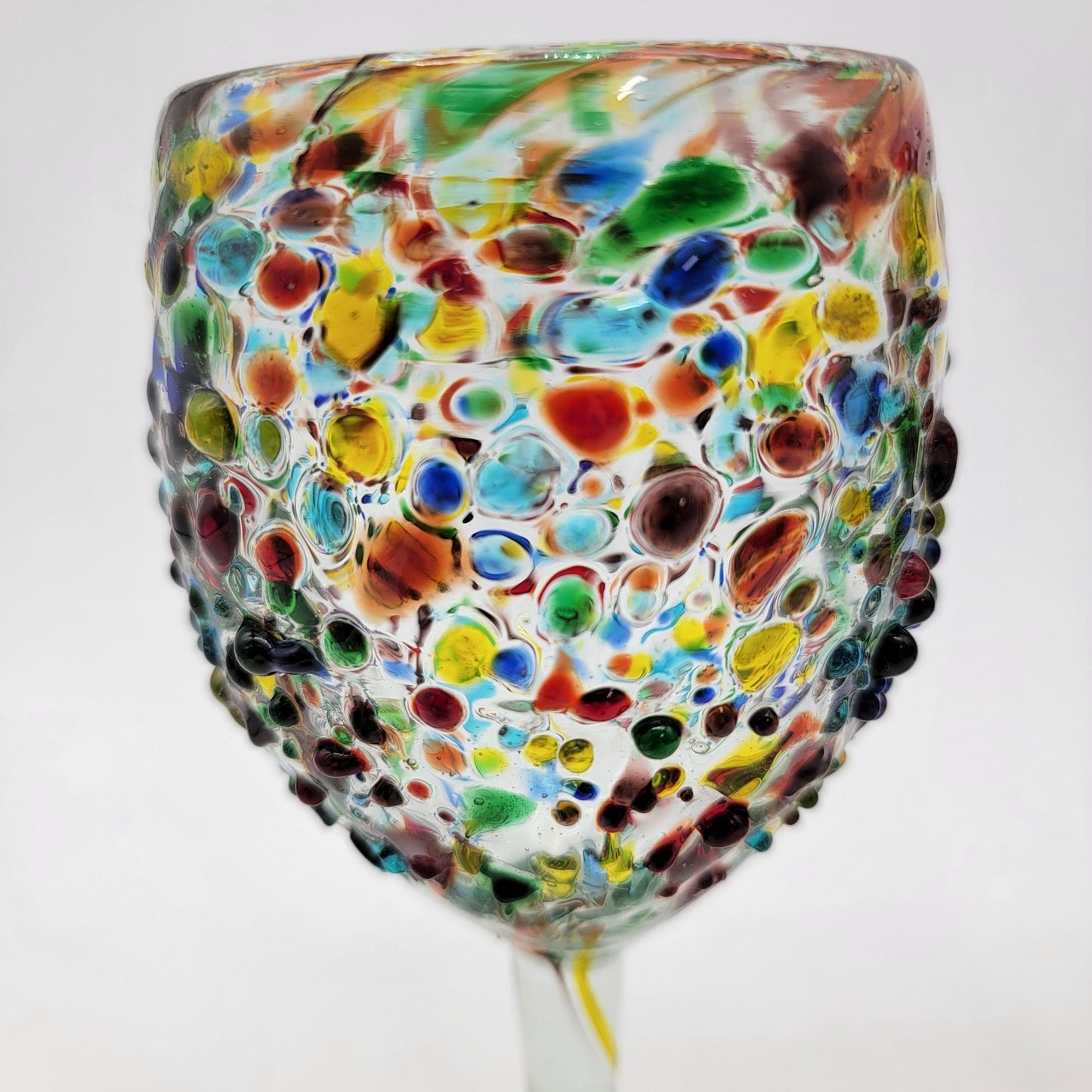 Hand Blown Mexican Confetti Art Glass Wine Glasses Set Of 2