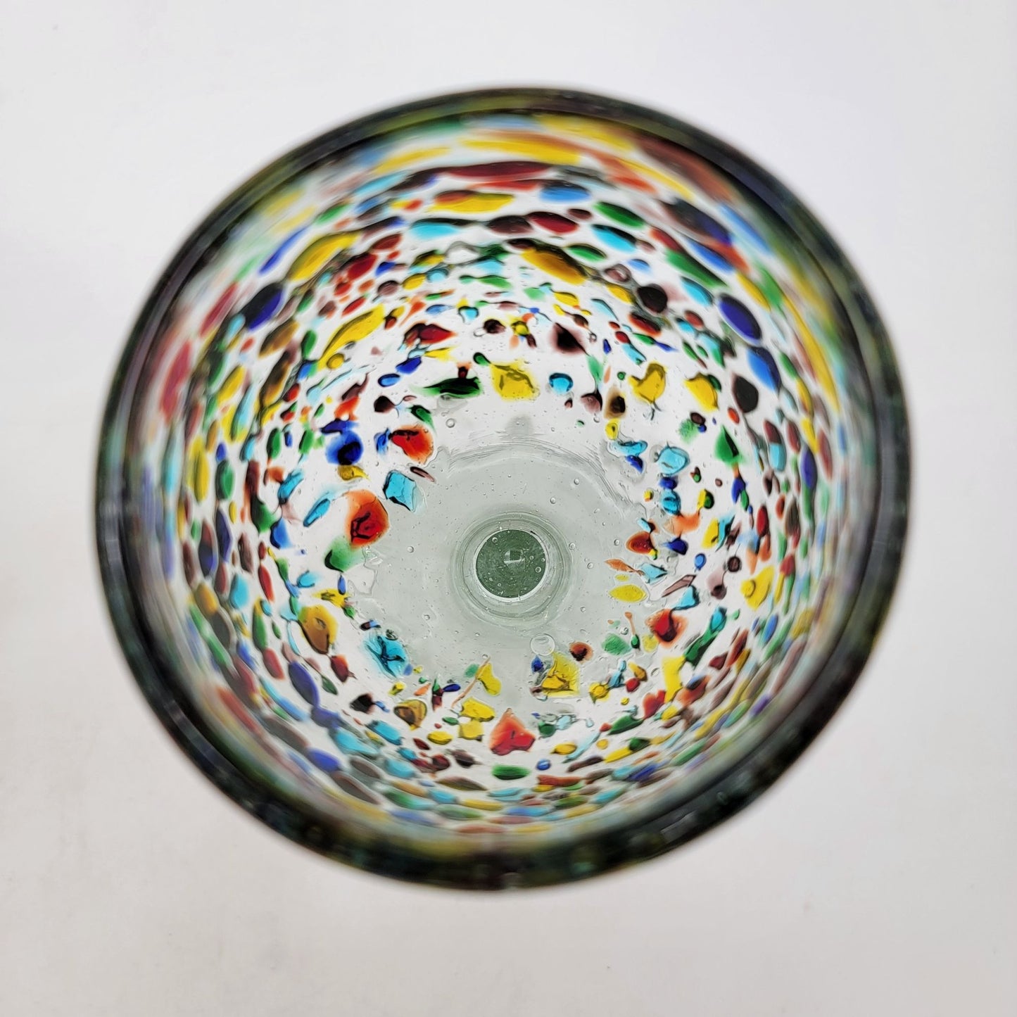 Hand Blown Mexican Confetti Art Glass Wine Glasses Set Of 2