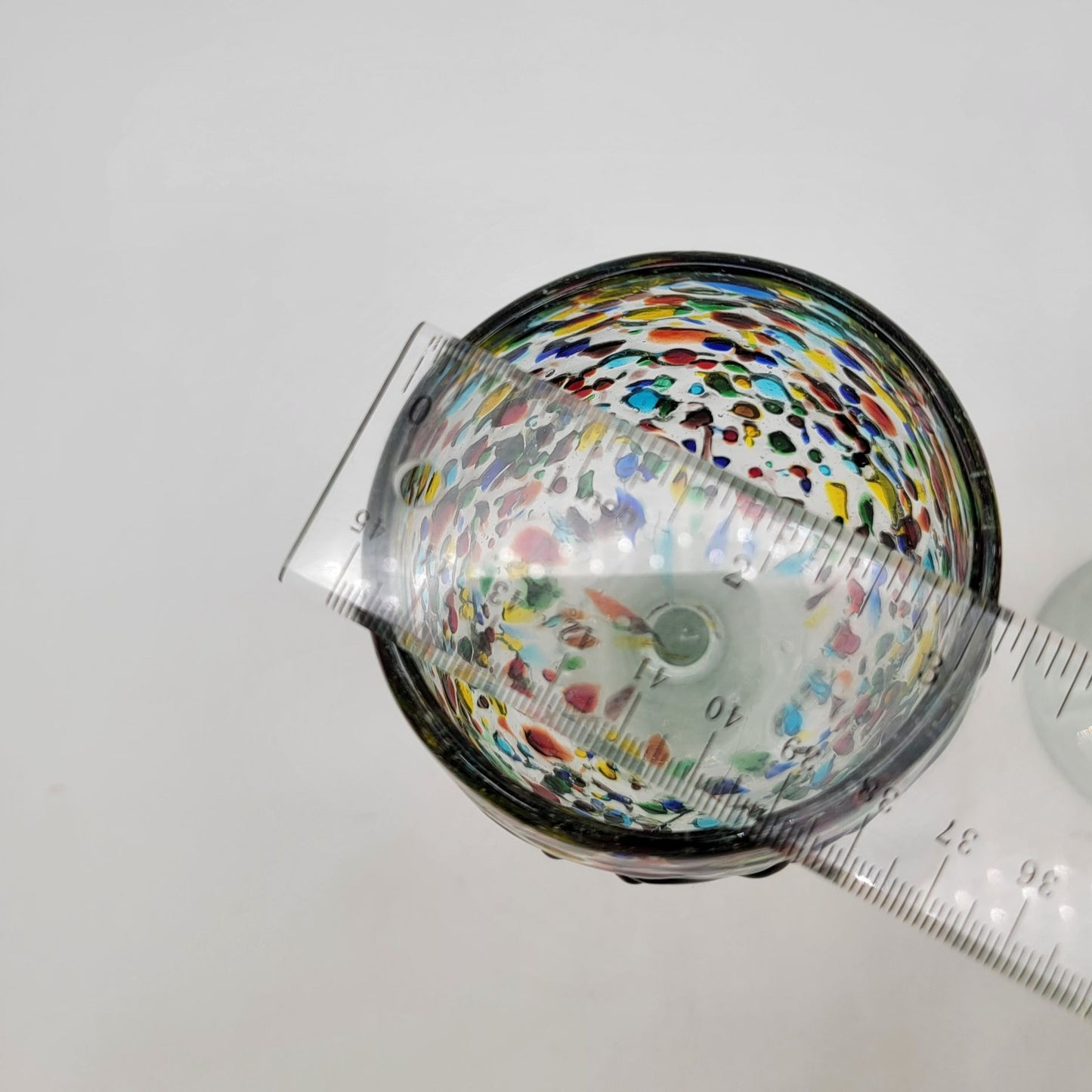 Hand Blown Mexican Confetti Art Glass Wine Glasses Set Of 2