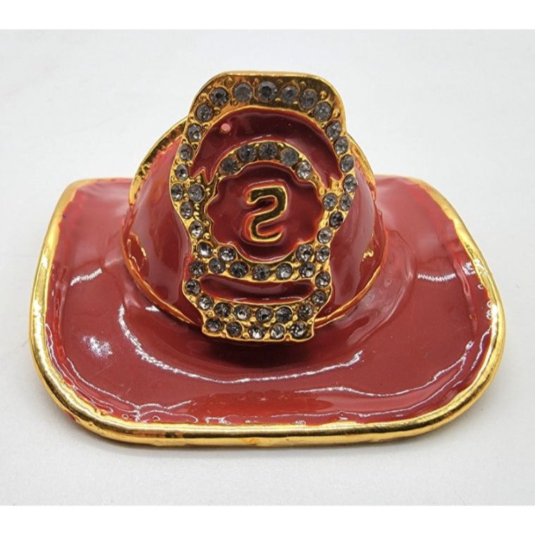 Objet D'Art American Heroes Fire Chief Hat Trinket Box Artform No. 157