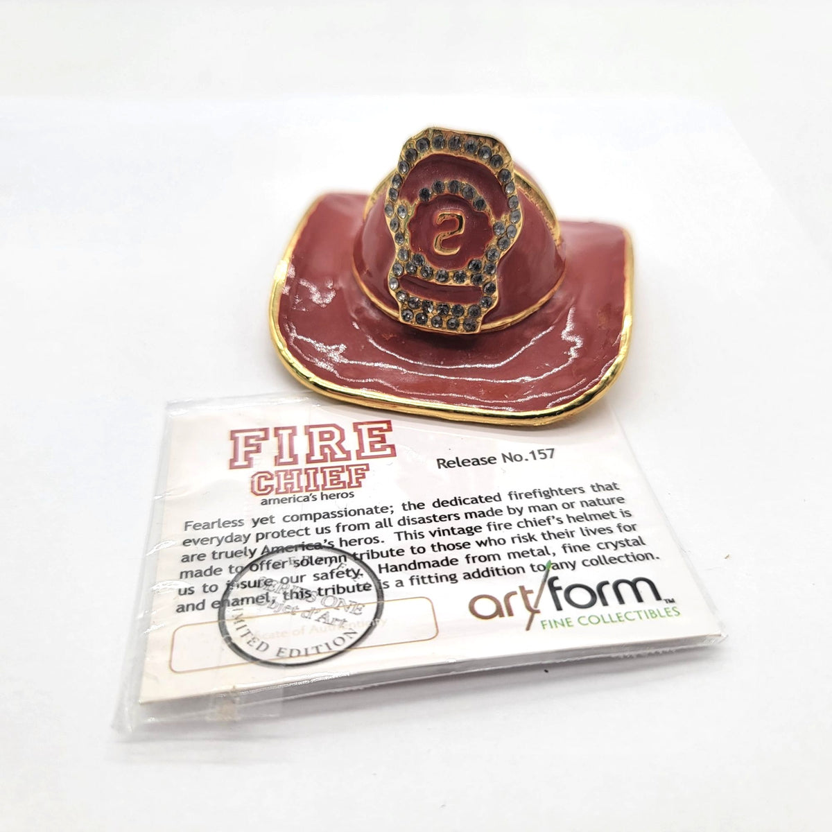 Objet D'Art American Heroes Fire Chief Hat Trinket Box Artform No. 157