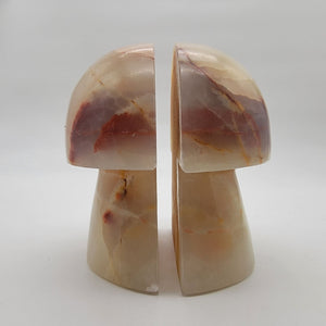 Mid Century Carved Onyx Mushroom Bookends