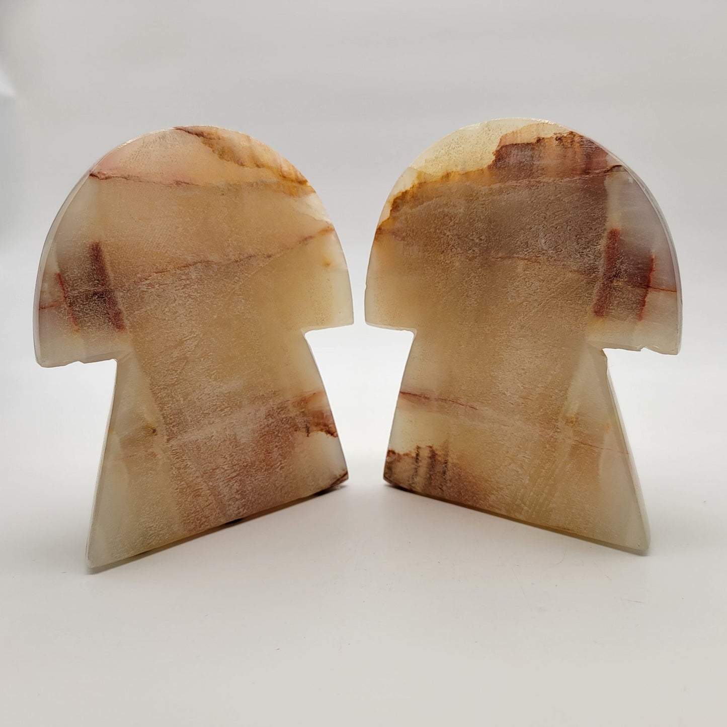 Mid Century Carved Onyx Mushroom Bookends