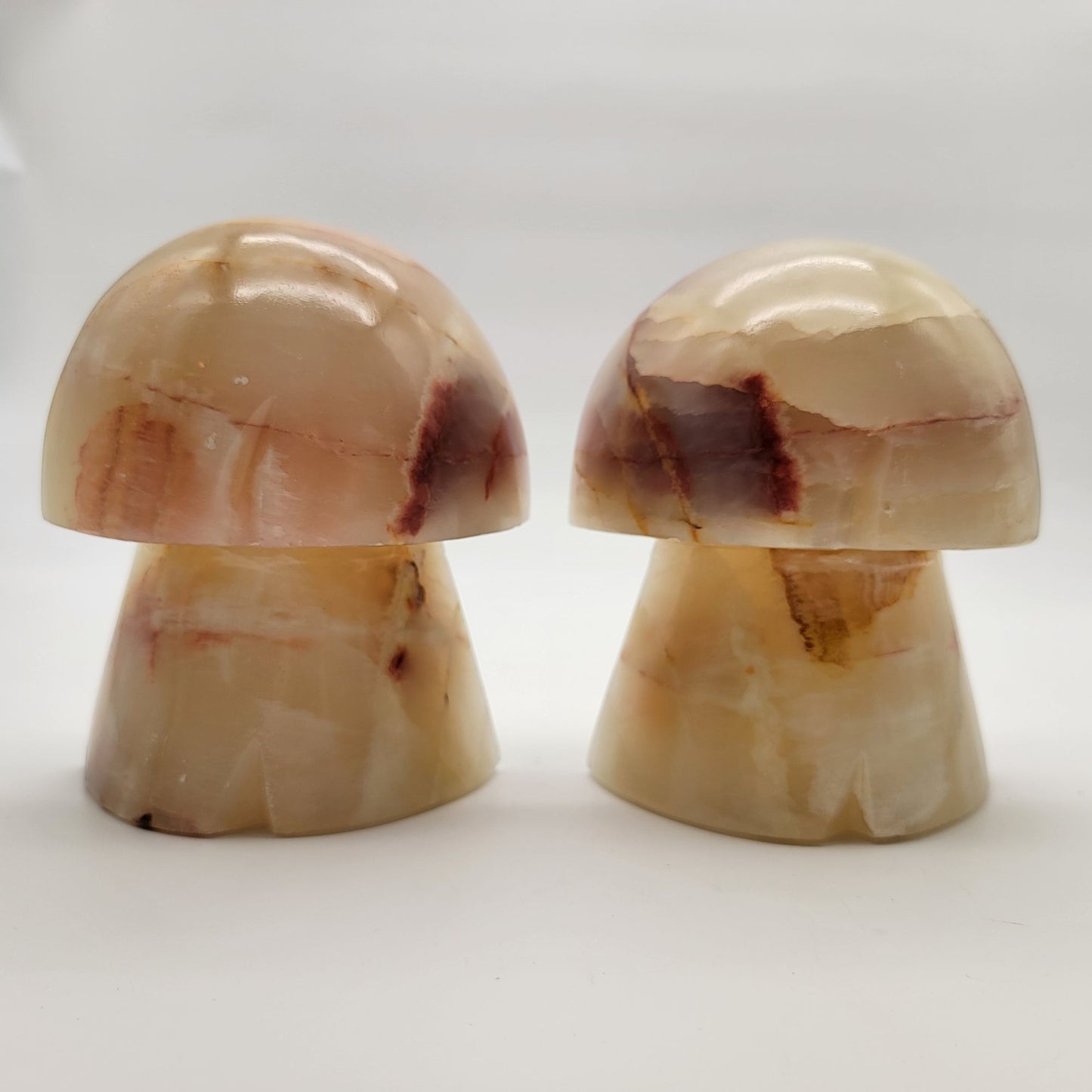 Mid Century Carved Onyx Mushroom Bookends
