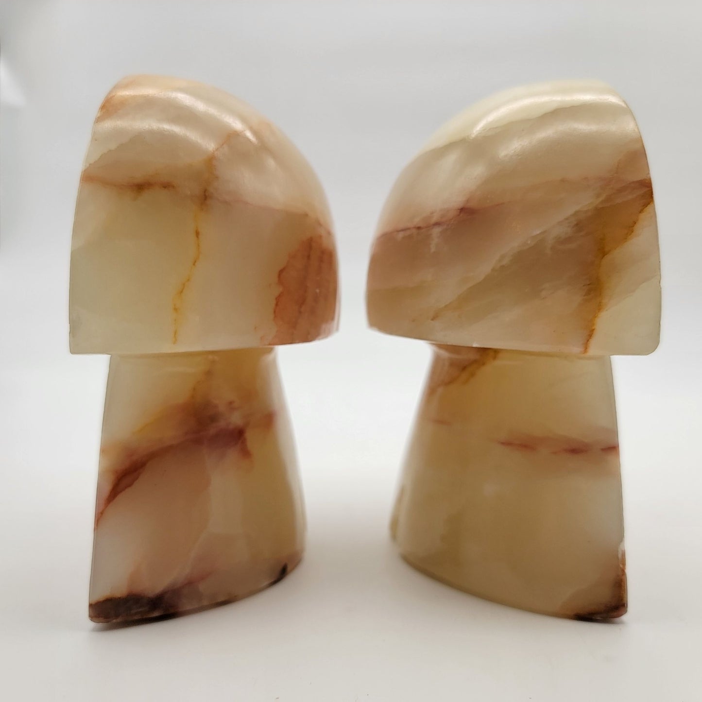 Mid Century Carved Onyx Mushroom Bookends