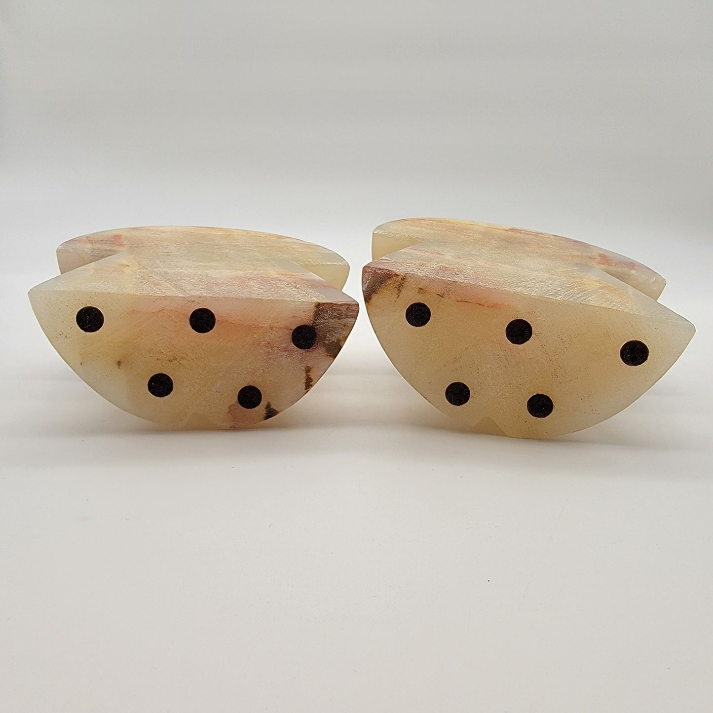 Mid Century Carved Onyx Mushroom Bookends