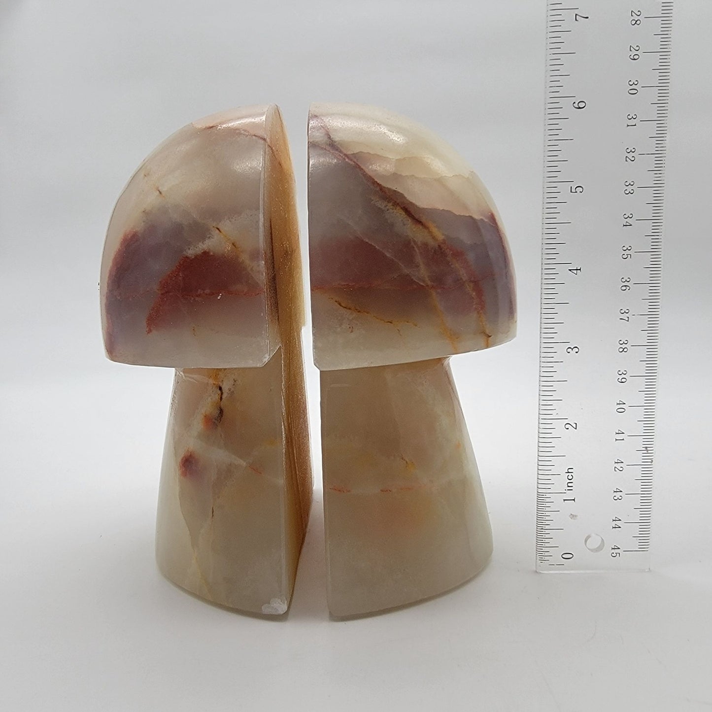Mid Century Carved Onyx Mushroom Bookends