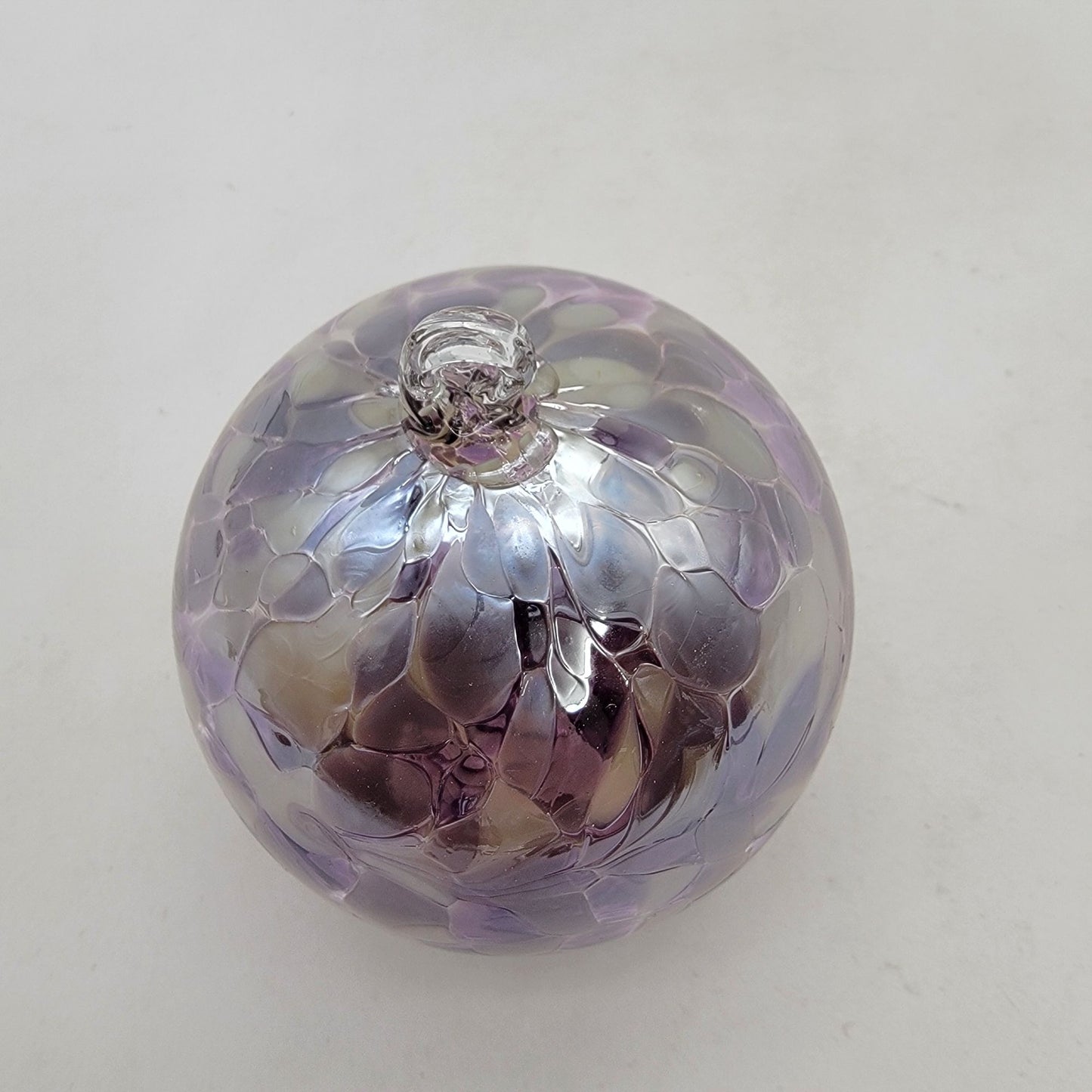 Handcrafted Anwas Art Glass Ornament Pink & Purple