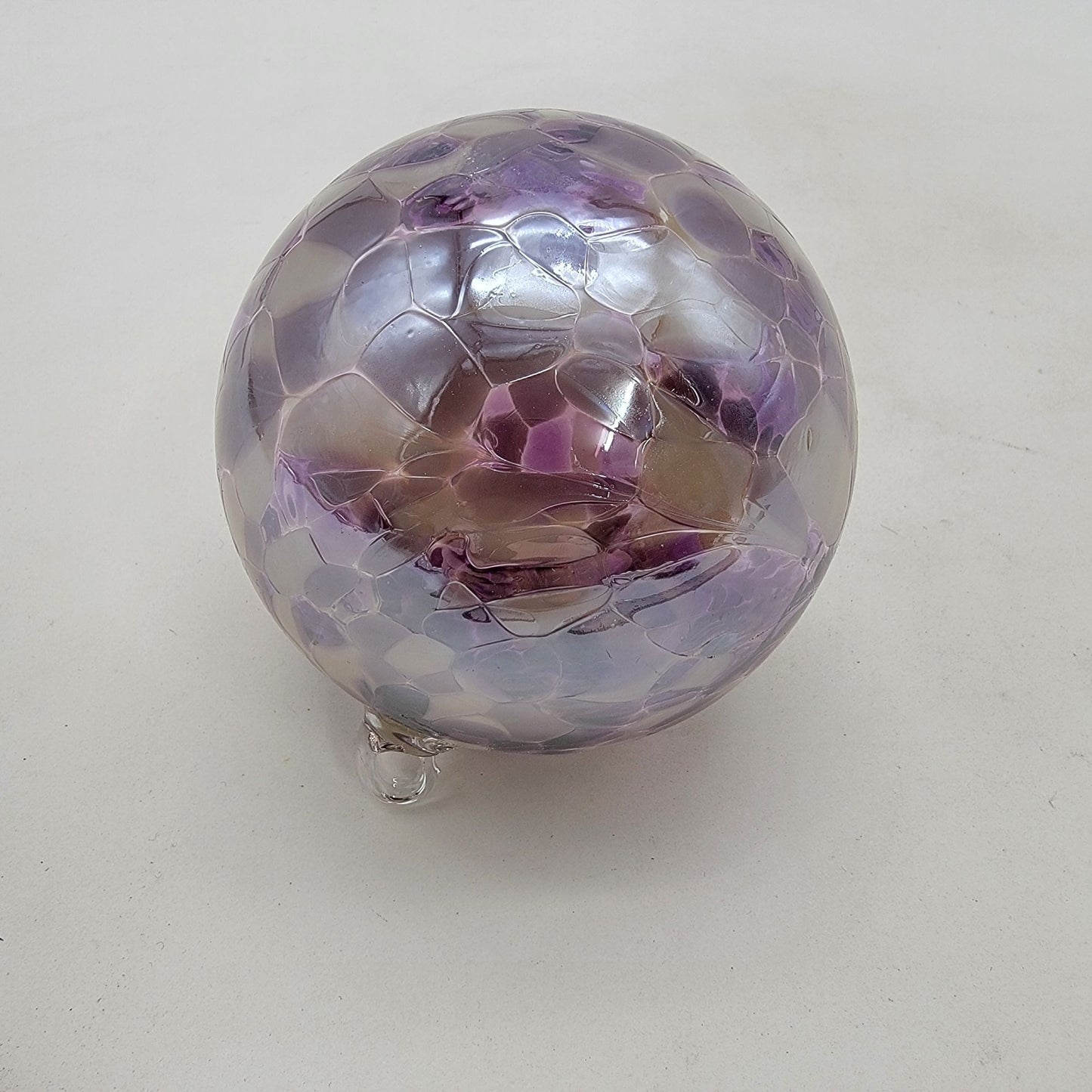 Handcrafted Anwas Art Glass Ornament Pink & Purple