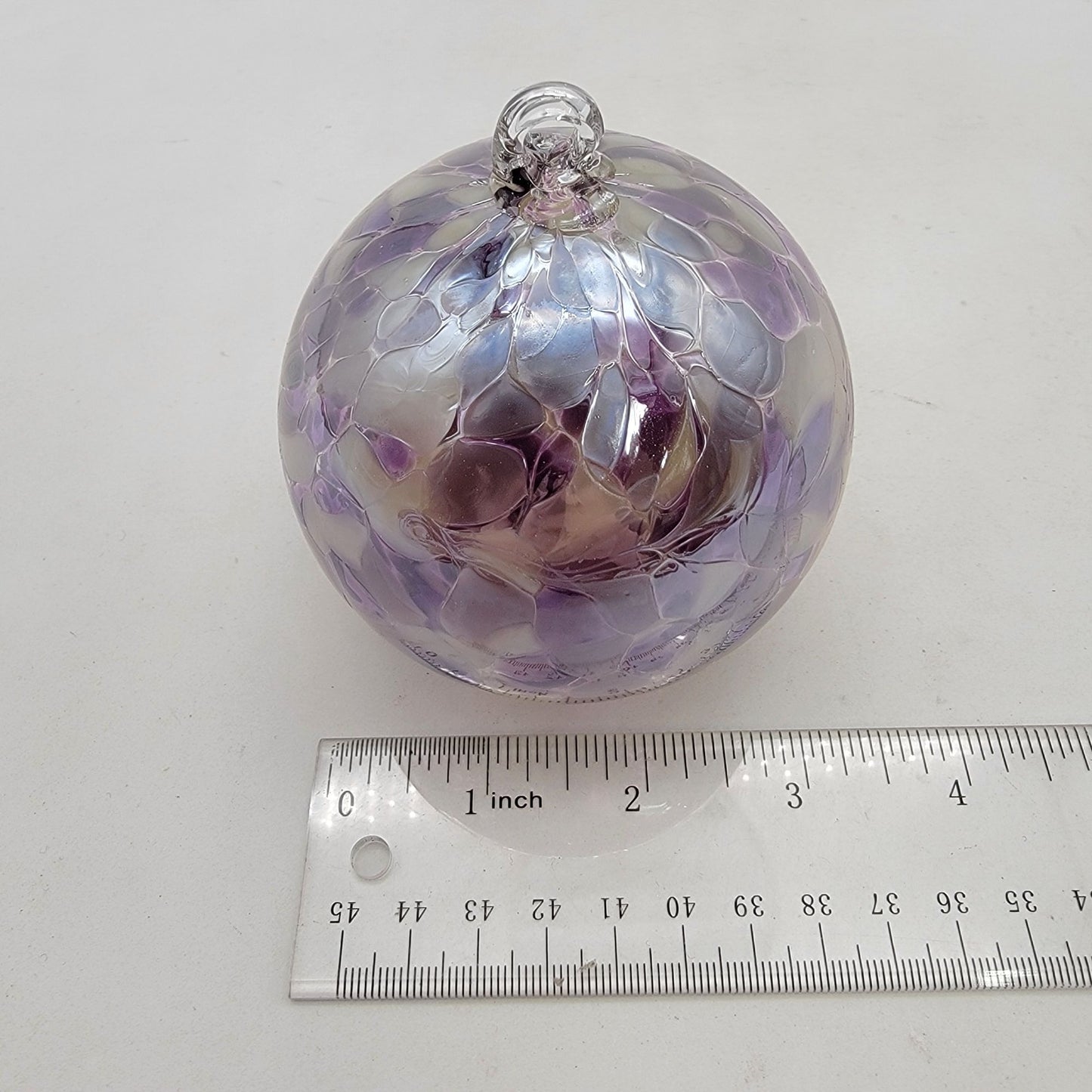 Handcrafted Anwas Art Glass Ornament Pink & Purple