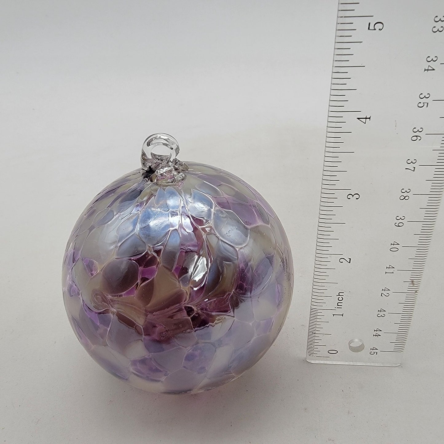 Handcrafted Anwas Art Glass Ornament Pink & Purple